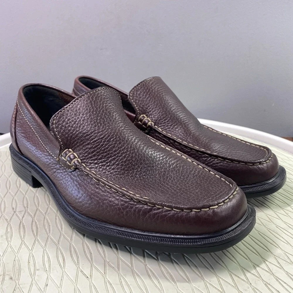 Rockport Men's Dark brown Leather Loafers Slip-On Dress Shoes Sz. 8M‎ EUC